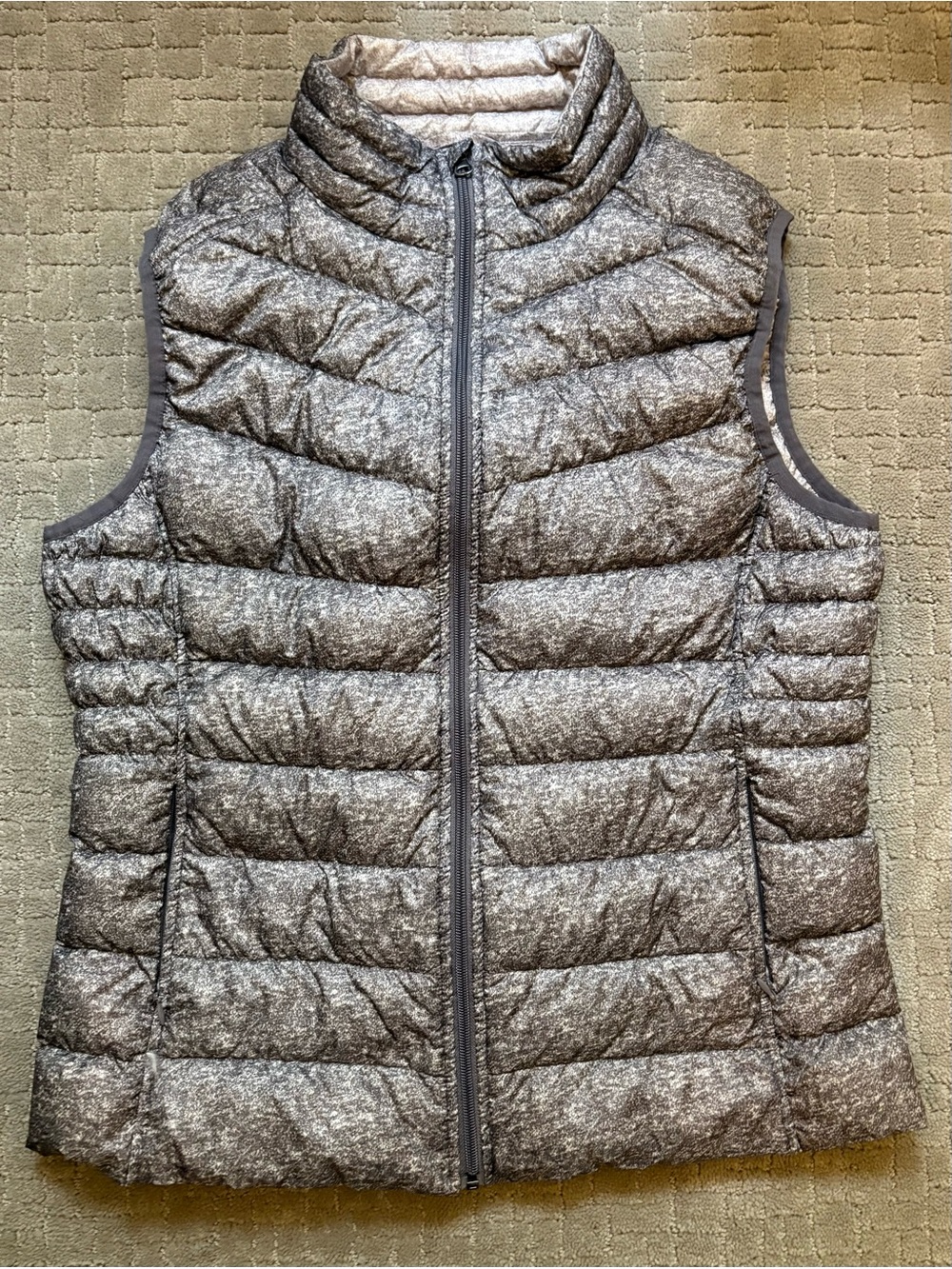 Be By Blanc Noir Heather Gray Down & Feathers Quilted Lightweight Packable Vest - Picture 2 of 6